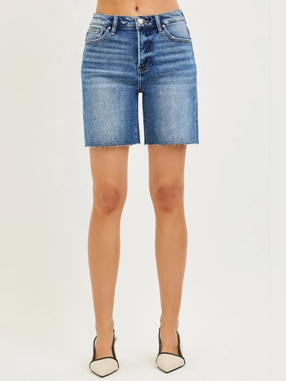 RISEN HR Tummy Control Medium Wash Classic Denim Jorts Jean Shorts Various NEW